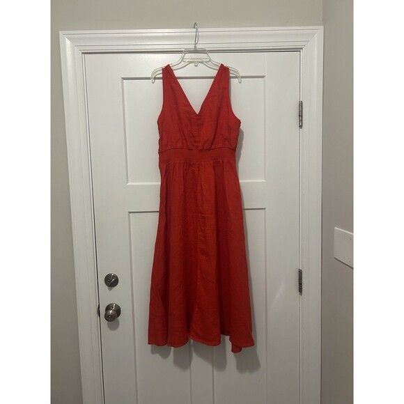 Women's Cynthia Rowley Red Linen Sleeveless dress size 8 Tomato Girl Patriotic - Picture 7 of 8